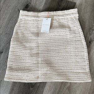 Skies Are Blue Cream Crochet Mini Skirt